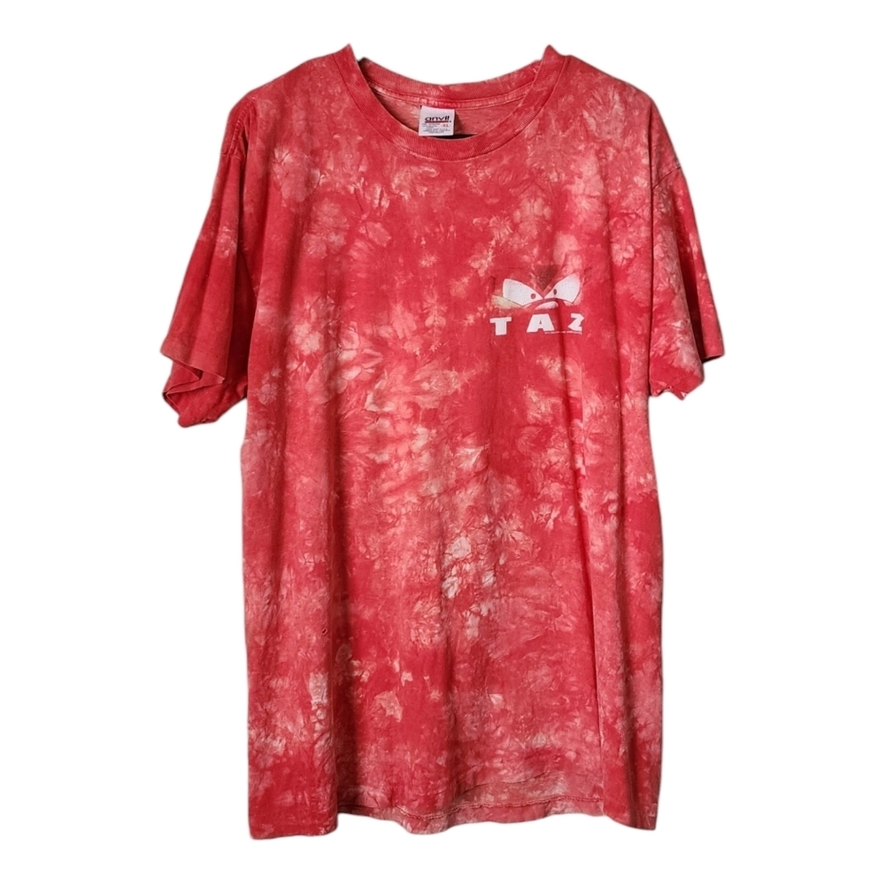 TAZ x VINTAGE 90's tie dye red tee single stitch tasmanian devil size XL